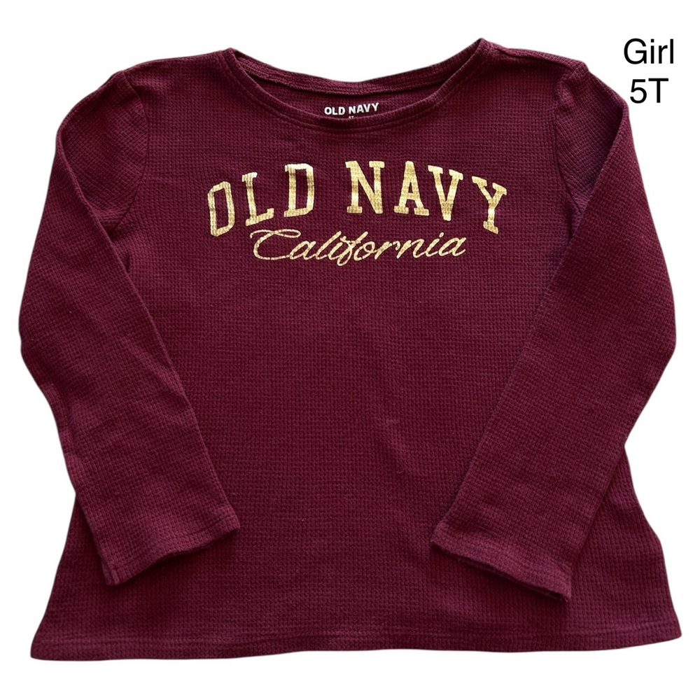 Old Navy  Long Sleeve Thermal Shirt size 5T. Burgundy-Gold